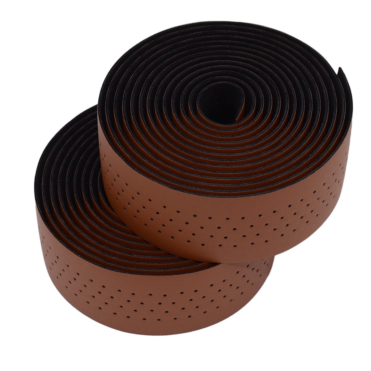 KINGOU Brown Synthetic Leather Road Bike Handlebar Tape Bicycle Bar Tapes - 2PCS Per Set