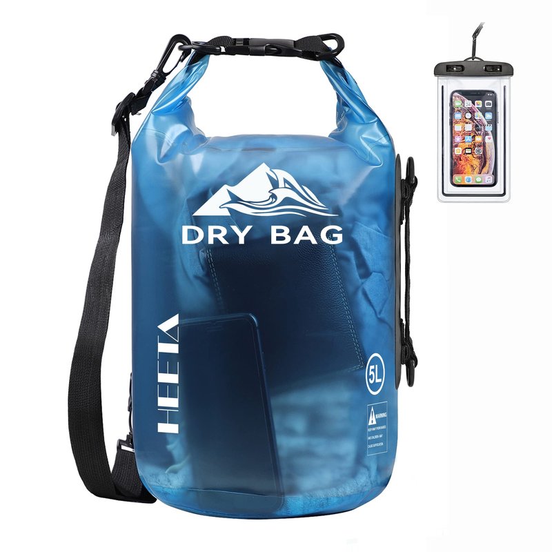 HEETA Dry Bag Waterproof for Women Men, Roll Top Lightweight Dry Storage Bag Backpack with Phone Case for Travel Swimming Boating Kayaking Paddle Board Camping Beach Accessories (Blue, 30L)