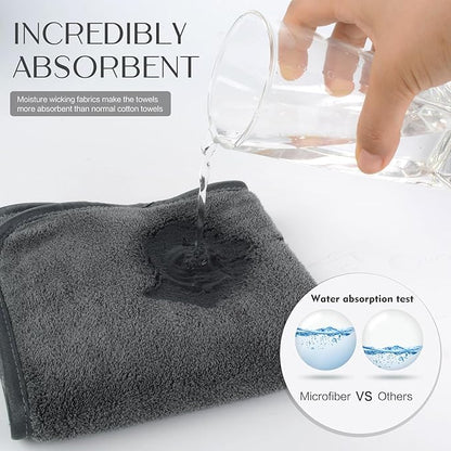 KinHwa Microfiber Hand Towels for Bathroom Soft and Absorbent Face Towels Grey