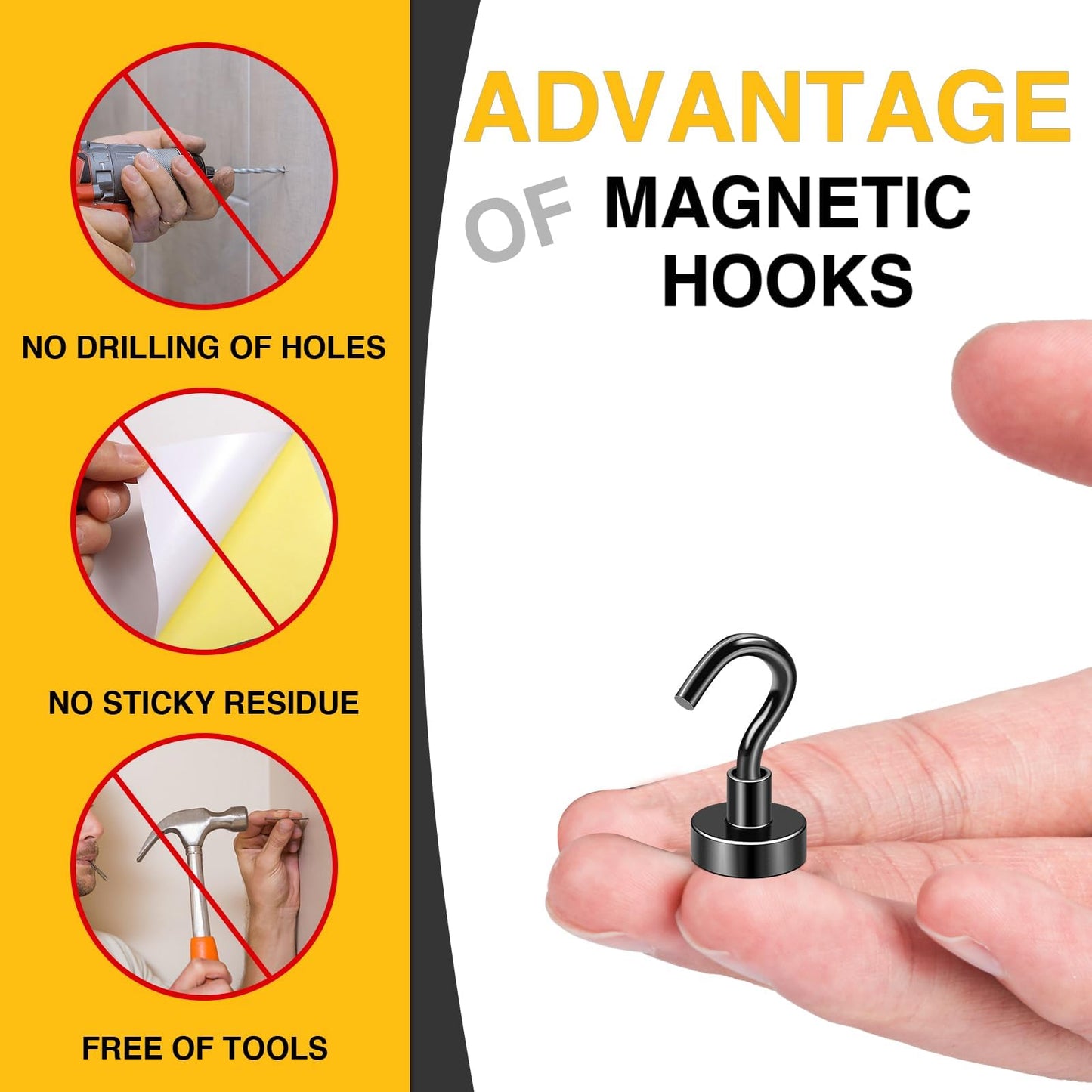DIYMAG Magnetic Hooks, 30lbs+ Magnet Garage Hook 2026 Cruise Cabin Ship Essentials Heavy Duty Strong Magnets Refrigerator Fridge Hanging for Classroom Beach Vacation Kitchen Grills Home Black 60 Pack