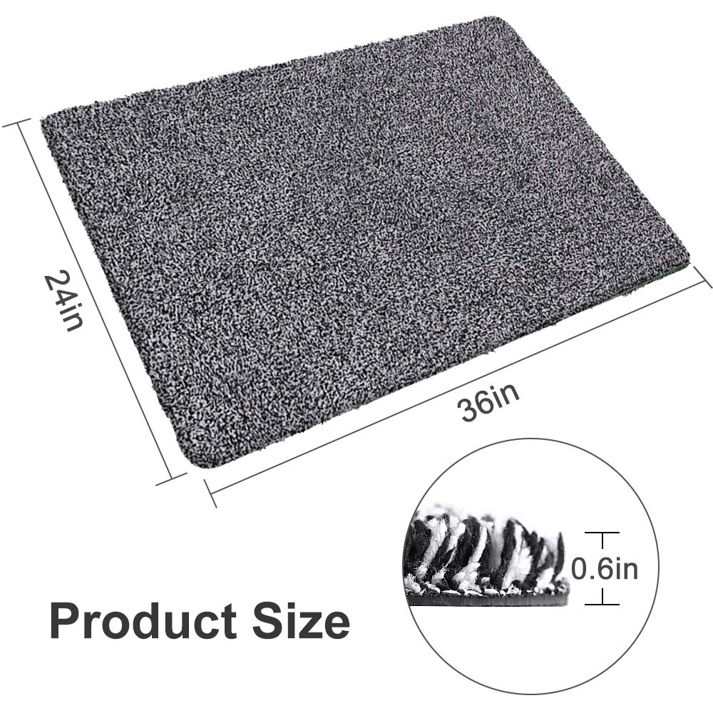 BEAU JARDIN Doormat Super Absorbent Mud Front Door Mat 36"x24" Latex Backing Non Slip for Front Inside Dirt Trapper Mats Cotton Entrance Shoes Scraper Washable