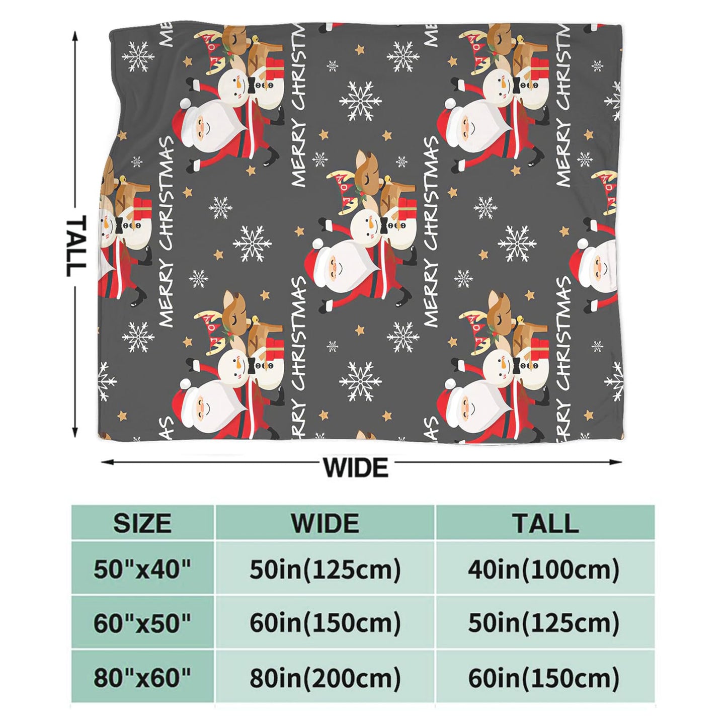 Snowman Santa Claus Throw Blanket for Girls Boys Women Men Kids Adults Soft Flannel Fleece Blanket for Couch Sofa Bed Home Decor 40"x50"