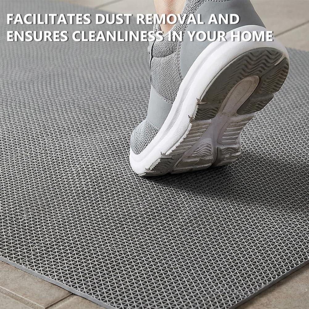 Thick PVC Drainage Floor Mat 3x10FT, Non Slip Flooring Mats Swimming Pool Bathroom Mat Anti-Fatigue Heavy Duty Commercial Floor Mats for Outdoor Balcony Garage Restaurant Sauna SPA, Grey