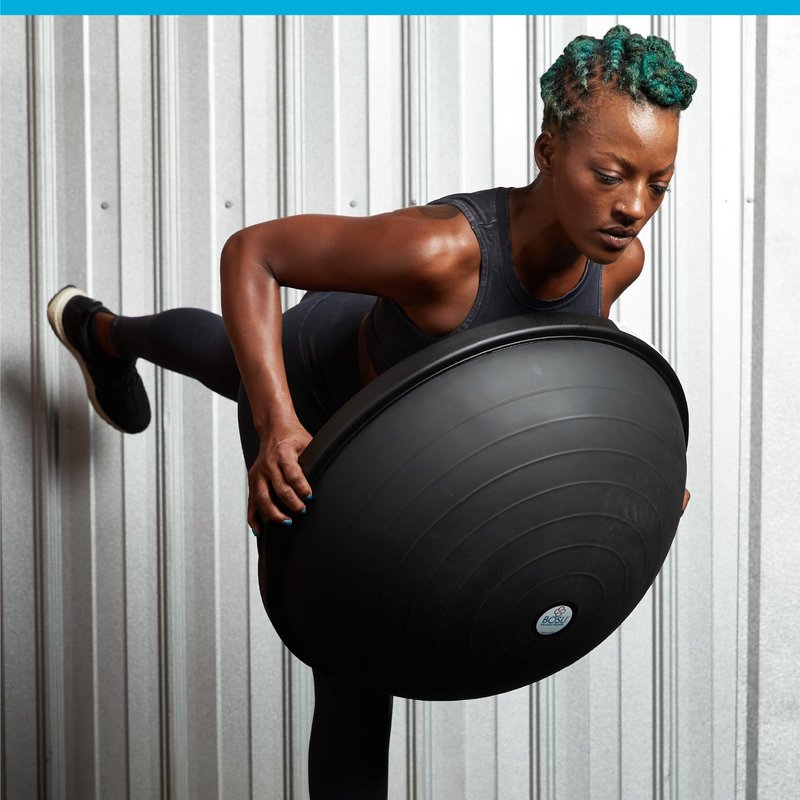 BOSU Balance Trainer, Half-Ball Training Equipment, 65 cm Diameter, 350 lb Capacity - Burst-Resistant Stability Exercise Tool w/ Non-Slip Base, Includes Hand Pump, Commercial-Grade