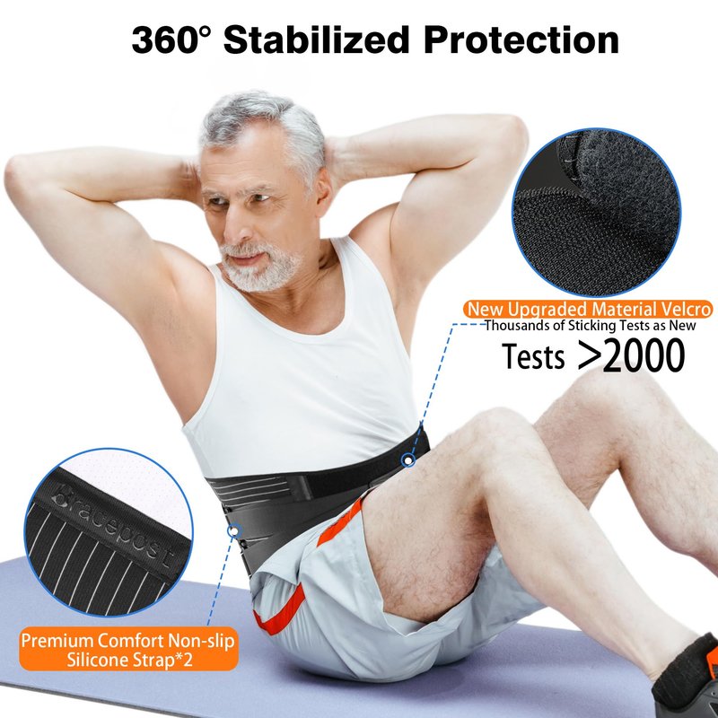 Bracepost Back Brace for Lower Back Pain,Reusable Ice Pack for Injuries Lumbar Support Belt for Men Women,Bionic Spine Design Back Brace with Cold Pad for Sciatica Herniated Disc,XL