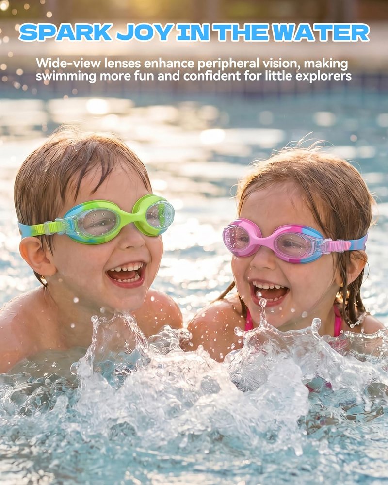 Aegend Swim Goggles for Kids Age 3-8 Anti-Fog Clear Vision Full Protection Goggles Perfect for Toddler Swimming (Green-1 Pack)