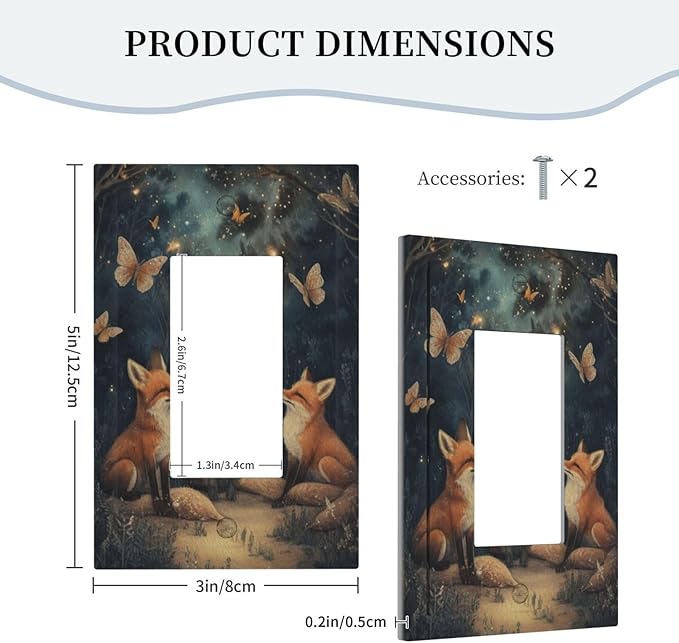 Decorative Art Light Switch Covers Foxes & Forest 1 Gang Rocker Outlet Decorative Switch plate Faceplate GFCI Light Switch Covers for Home Decor