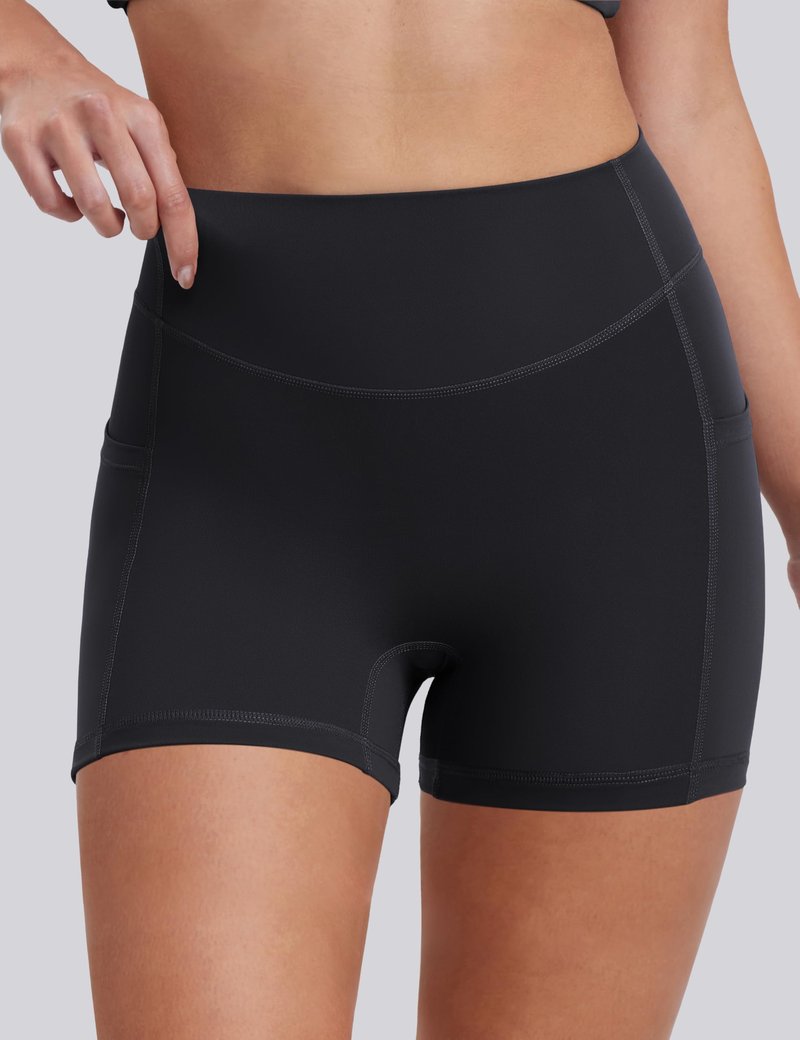 ENERBLOOM Biker Shorts for Women with Pockets, Spandex Workout Shorts, Lightweight for Summer Cycling Running Yoga Gym 10" Black Large