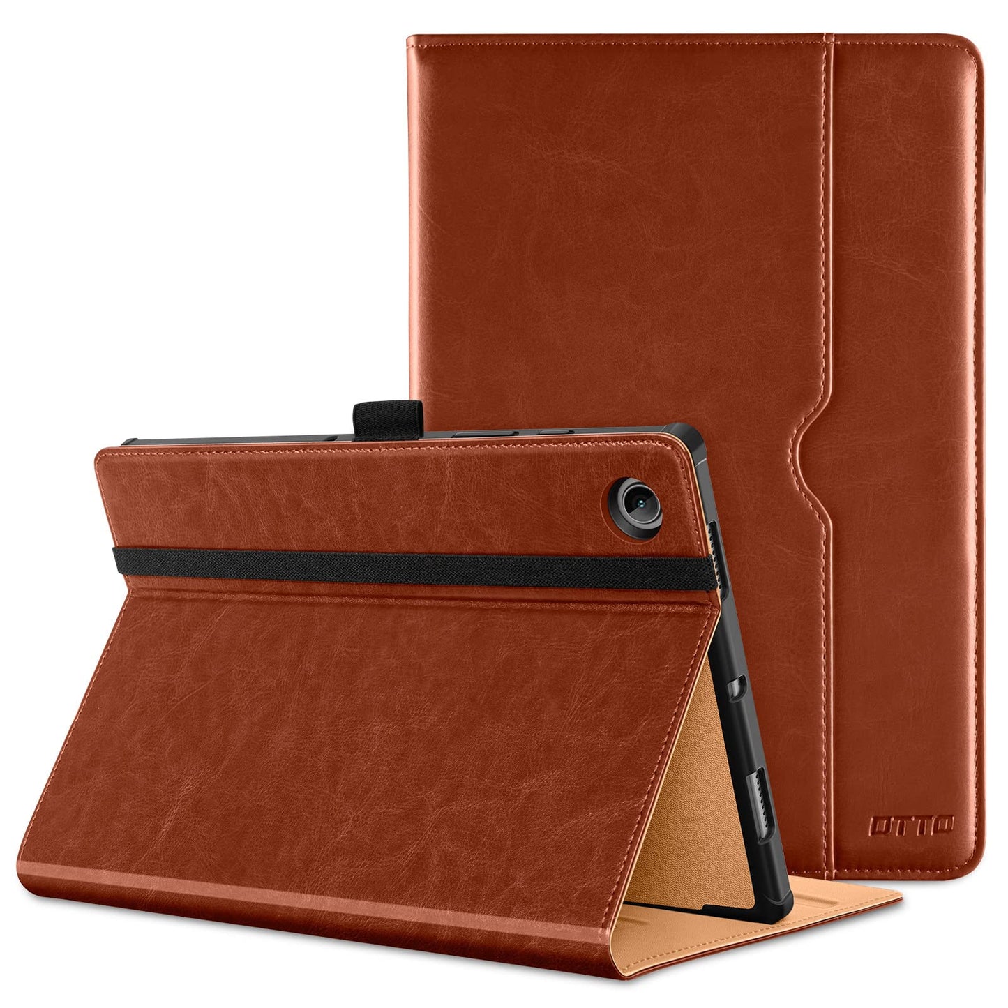 DTTO for Samsung Galaxy Tab A8 10.5 Inch Case 2022, Premium Leather Business Folio Stand Cover with Built-in Hand Strap for Galaxy Tab A8 10.5" 2022 Model [SM-X200/X205/X207], Brown