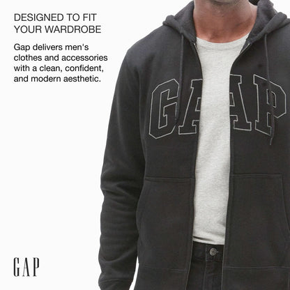 GAP mens Logo Hoodie Zip Hooded Sweatshirt, True Black V2 2, X-Large US