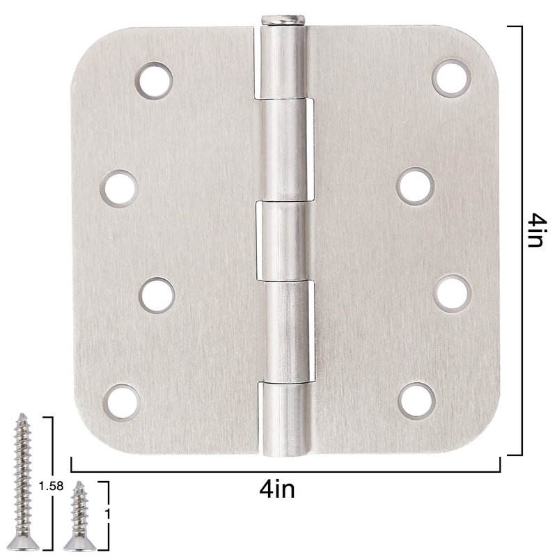18 Pack 4 Inch Nickel Door Hinges Satin/Brushed Nickel Door Hinges 4 in x 4" Exterior Interior Door Hinge for Stardand Doors Stall,Front,Closet,Silver Residential Hinge Iron Bifold Door Hinge