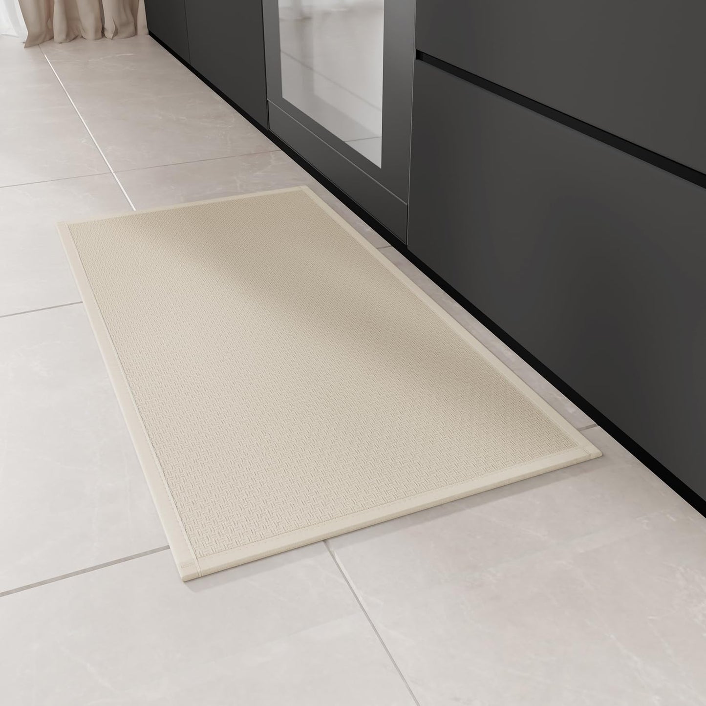 Hargiis Kitchen Rug, Rubber Non Slip Kitchen Rugs Washable, Absorbent Runner Mat for Floor, Machine Washable Standing Mats for in Front of Sink, Door, Laundry, Entryway, Hallway (Beige, 30" × 17.3")