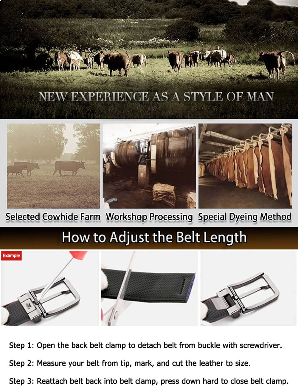 Ousenweiya Mens Belts Leather Reversible 1.25" Black Dress Belt for Men (Black Buckle Belt, Fits Waist 30"-38")
