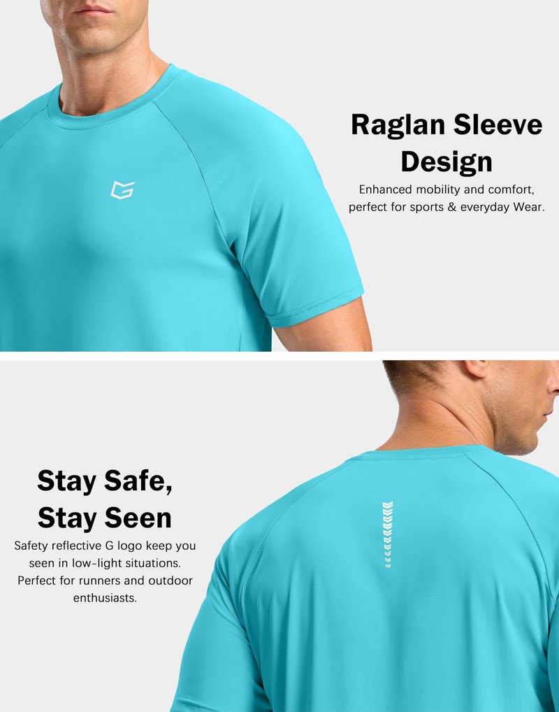 G Gradual Men's Athletic Workout T-Shirts Moisture Wicking Cooling Running Shirts Short Sleeve Performance Tee for Gym Tennis(Blue,XL)
