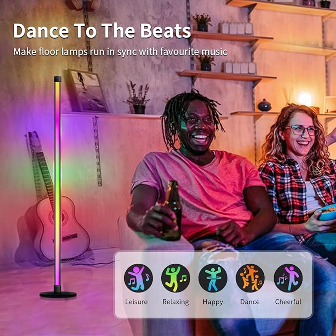 RGB Floor Lamp,Smart LED Corner Lamp with App and Remote Control,16 Million Colors & 80+ Scene,Music Sync,Timer Setting,Ideal for Living Rooms,Bedrooms,Gaming Rooms,Ambient Lighting (47” H)