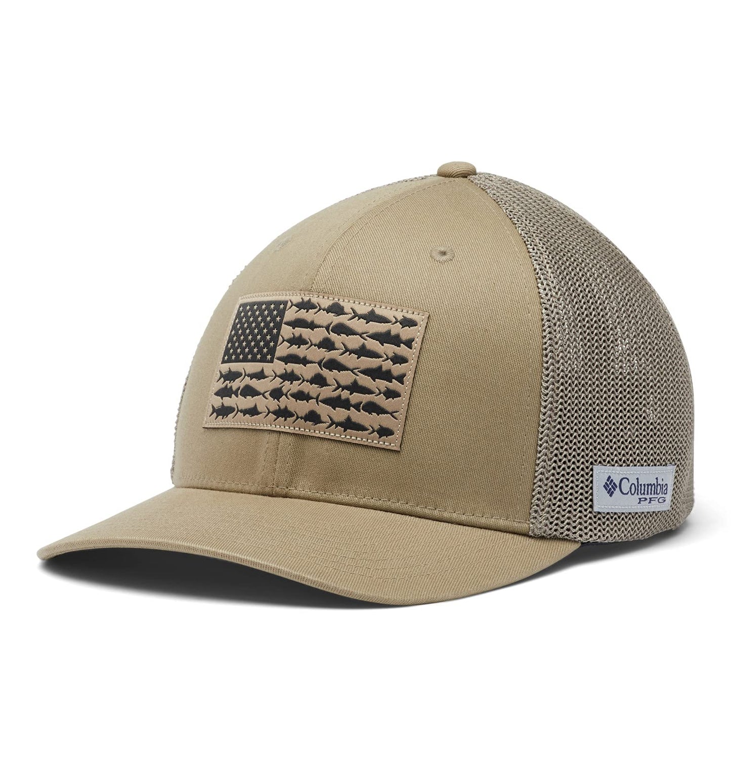 Columbia Unisex PFG Fish Flag Mesh Ball Cap-High Crown, Tusk, XX-Large