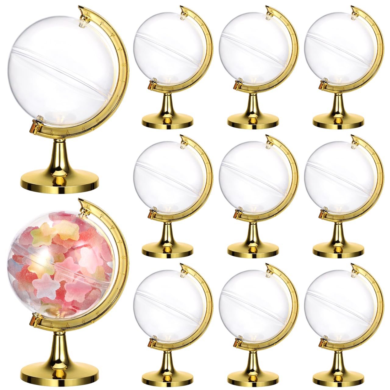 SHOWERORO Clear Plastic Candy Box 4.72X2.76X2.76 Inches Mini Globe Candy Container for Wedding Party Favors Christmas Event Decorations