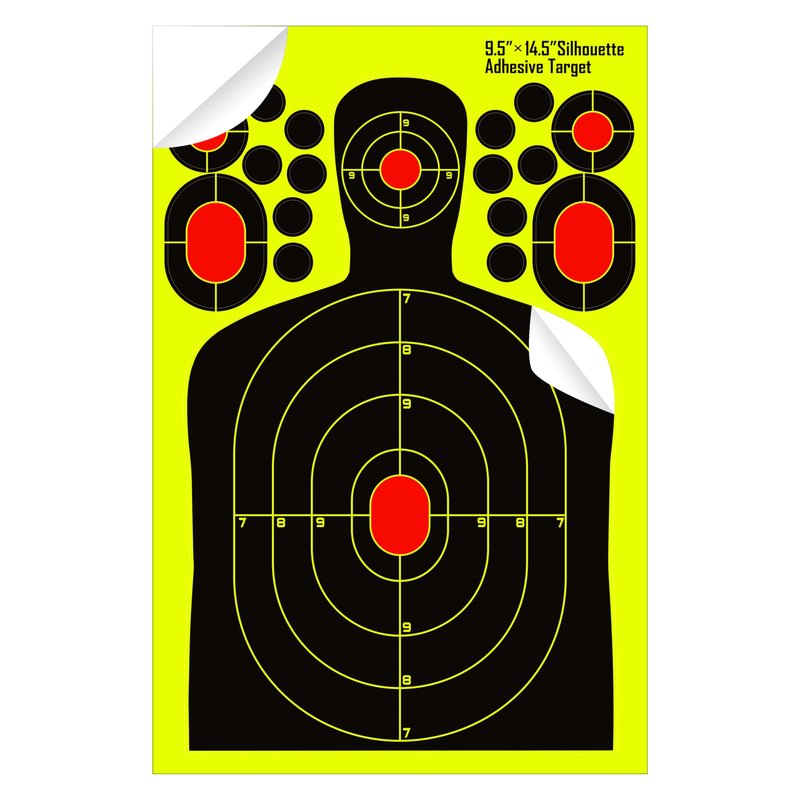 PTPHJEG 9.5x14.5 inch Silhouette Splatter Targets - Bright Fluorescent Yellow Easily seen on Impact When Hitting Target for BB Guns, airguns, Rifles, Indoor and Outdoor ranges (25 Pack)