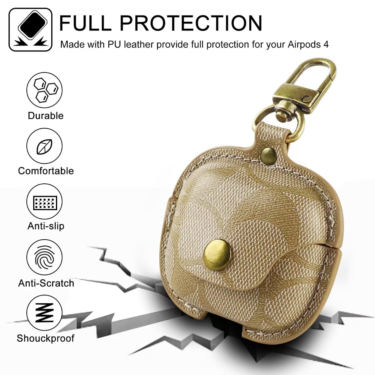 KUYTOP for AirPods 4 Case, Compatible with AirPods 4th Generation, Leather Full Body Shockproof Protective Cover, Random Pattern (A)