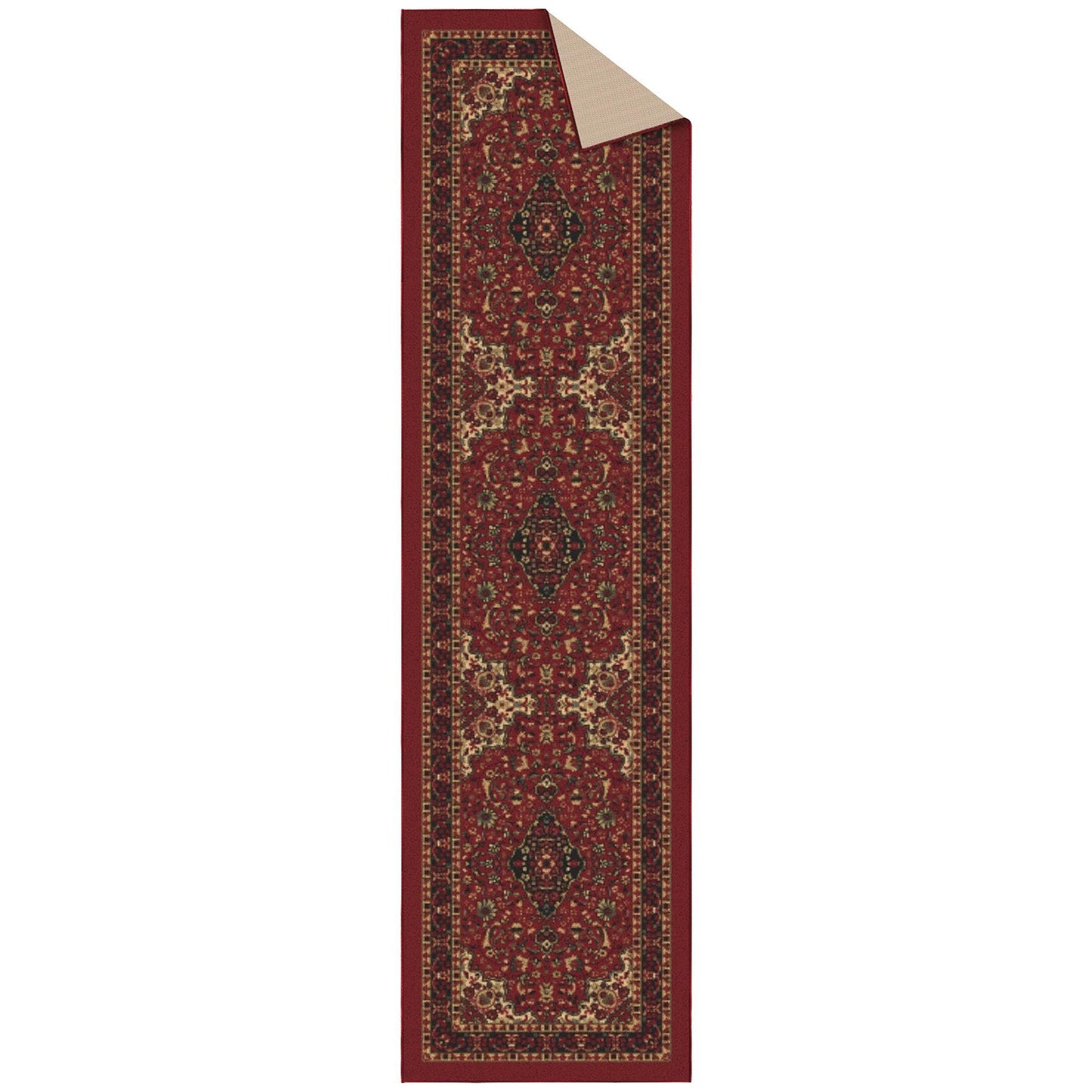 Ottomanson Hallway Runner Rug 2'7" x 9'6" Non Slip Oriental Area Rugs Easy to Clean Laundry Rug Runner Durable & Pet Friendly Floor Carpet Runners for Hallways Entryway Living Room Kitchen, Red