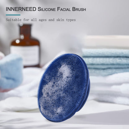INNERNEED Super Soft Silicone Face Cleanser and Massager Brush Manual Facial Cleansing Scrubber Handheld Wash Pad for Sensitive, Delicate, Dry Skin (Pack of 4)