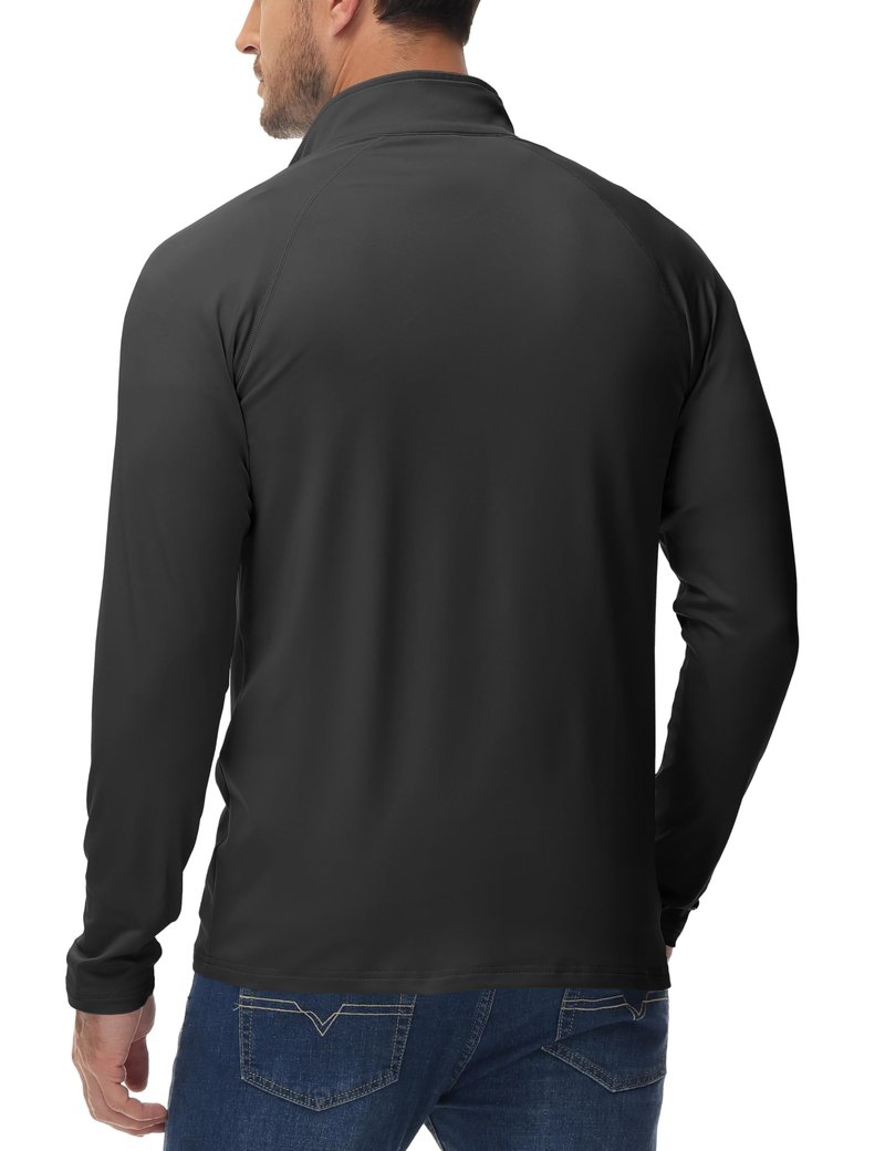 MAGCOMSEN Men's Quarter Zip Sweatshirt Thermal Lightweight Long Sleeve Fleece Lined Sweatshirts Golf Half Zip Pullover Black,L