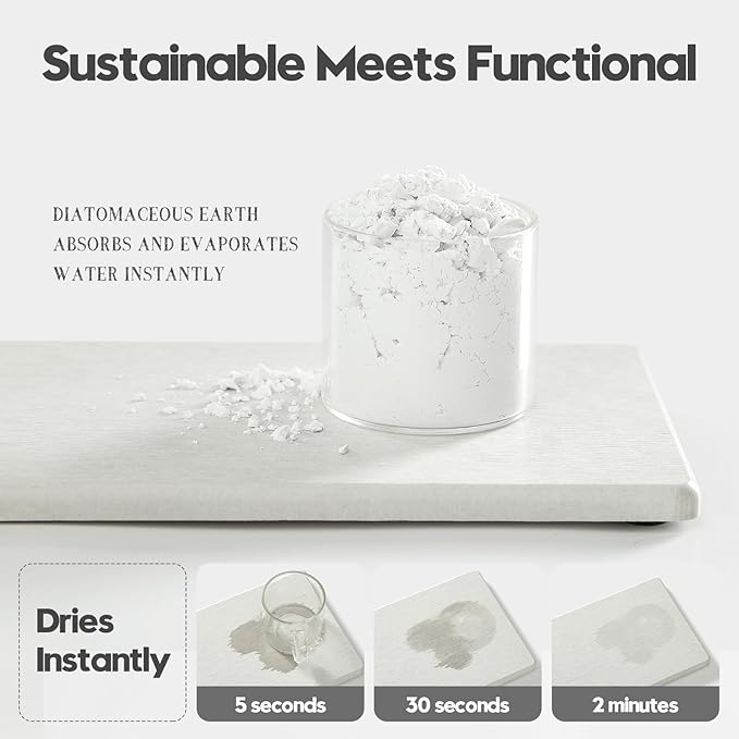 2PCS 10"x 5" Large Bathroom Sink Vanity Trays, Water Absorbing Diatomite Stone