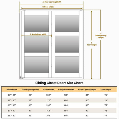 SMARTSTANDARD Bifold Door, for 28"x 80" Opening,Tempered Frosted Glass Closet Folding Barn Door with Hardware Kit, Water-Proof PVC Surface,Easy Install,White