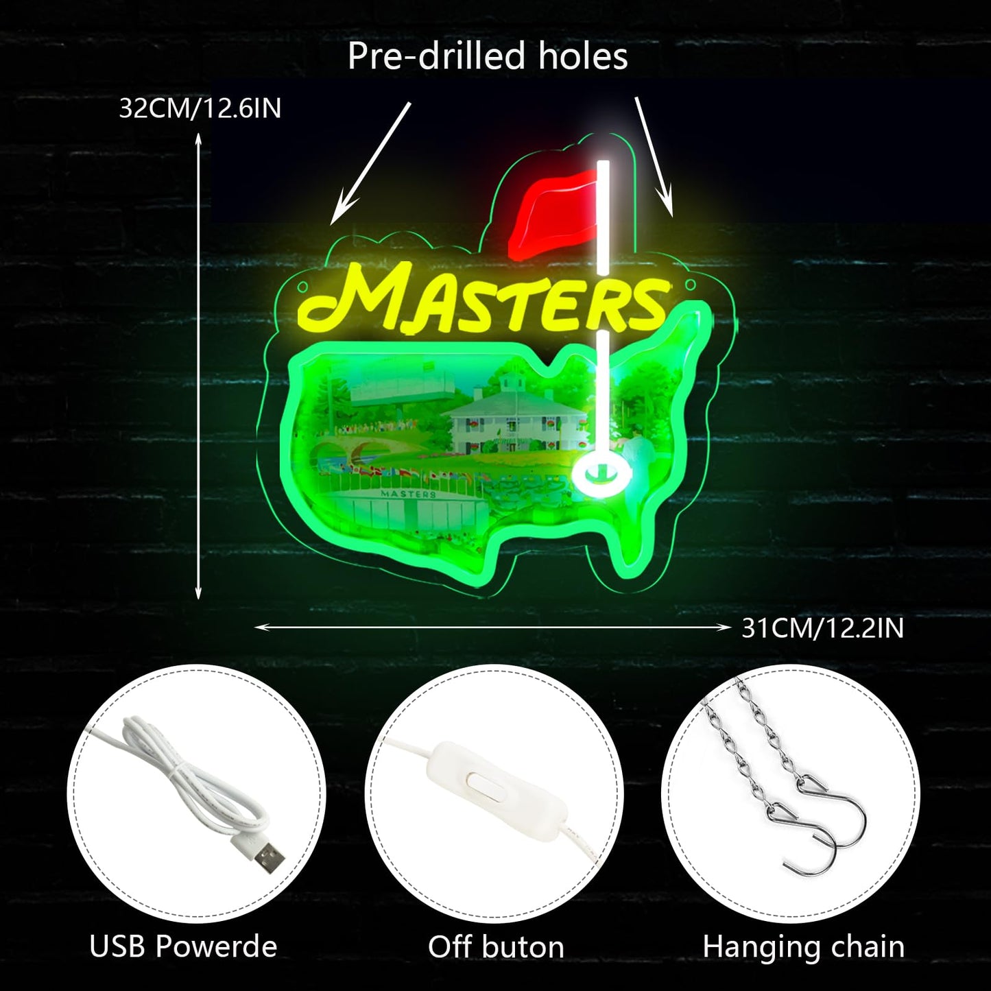 Pugna Golf Merch Neon Signs for Wall Decor Golf Neon Lights for Bedroom Led Signs Suitable for Dormitory Man Cave Christmas