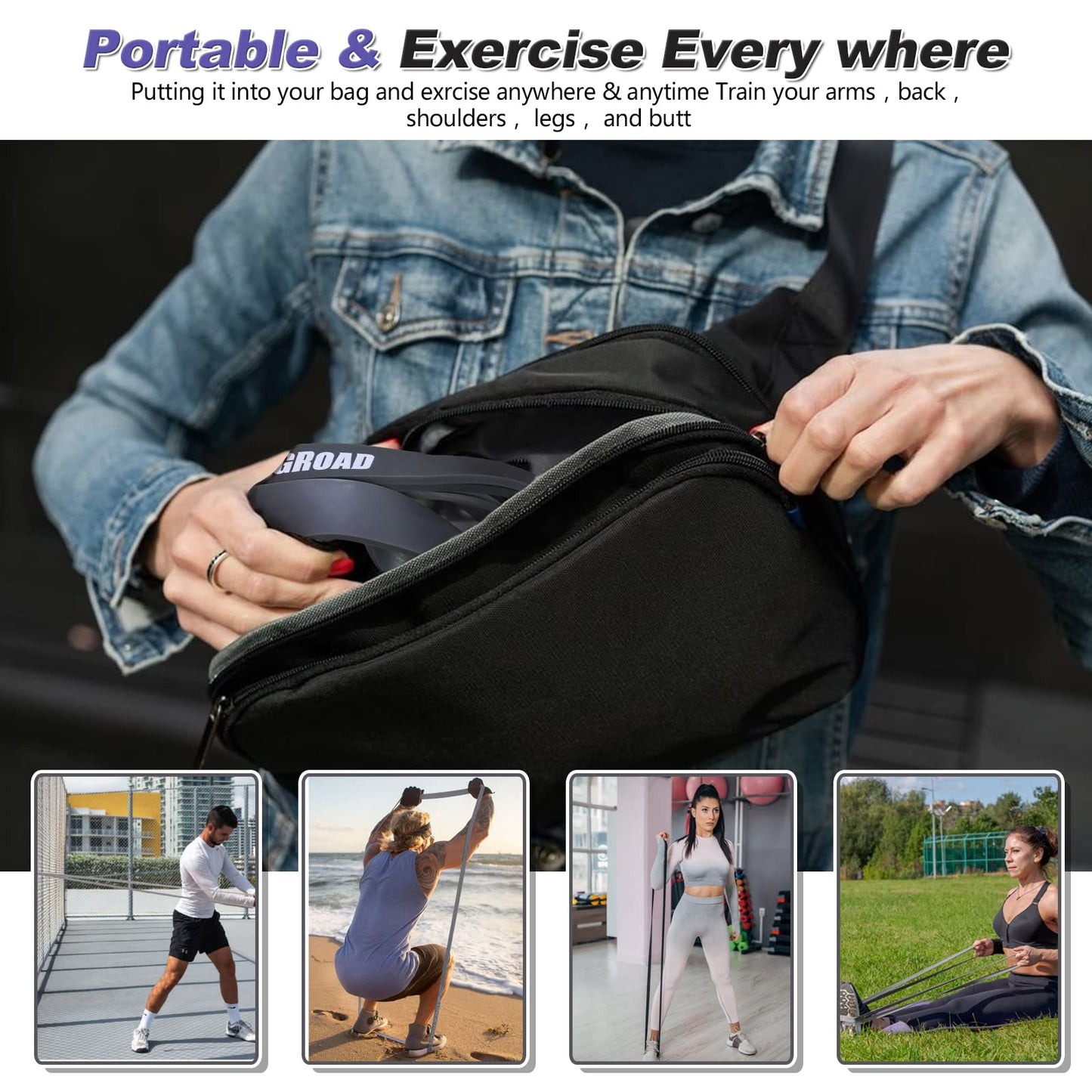 Resistance Band Pull Up Assistance Bands,Set of 5 Resistance Heavy Duty Exercise Stretch Fitness Bands for Stretching Power Lifting Workout Training with Instruction Guide