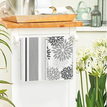 Artoid Mode Grey Home Sweet Home Stripes Boho Spring Kitchen Towels Dish Towels