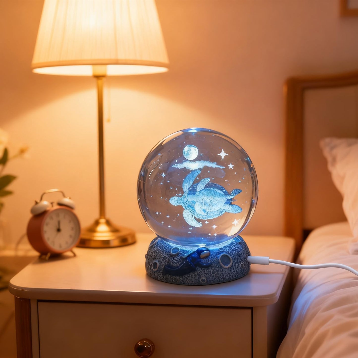 COQIRAUSEN Turtle 3D Crystal Ball Figurine, 2.4inch Oceans Glass Ball Gifts for Women, Sculpture Display Paperweight Keepsakes for Marine Organism Lover Home Decor