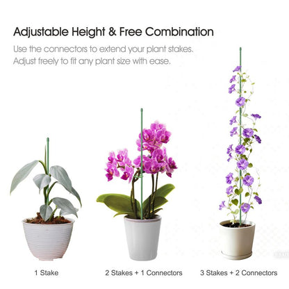 RIFNY Plant Stakes for Indoor Plants, 14 Inch Plant Support Stakes with Clips, Tall Adjustable Plant Sticks for Indoor Monstera Tomato Orchid Potted Plants Flower (6 PCS, Green)