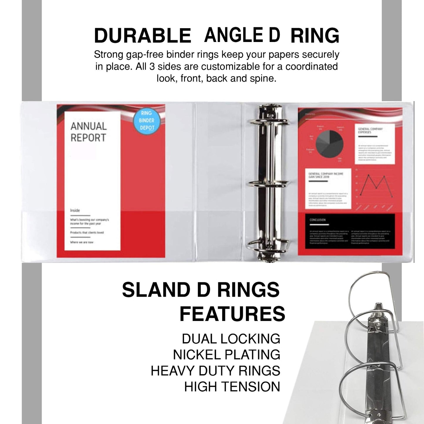 3 Ring Binder 3 Inch D-Ring, Holds 725 Sheets, 6 Pack White with Clear View Covers & 2 Pockets for 8.5x11 Paper, Heavy Duty Binders Assembled in USA for Office and School Supplies