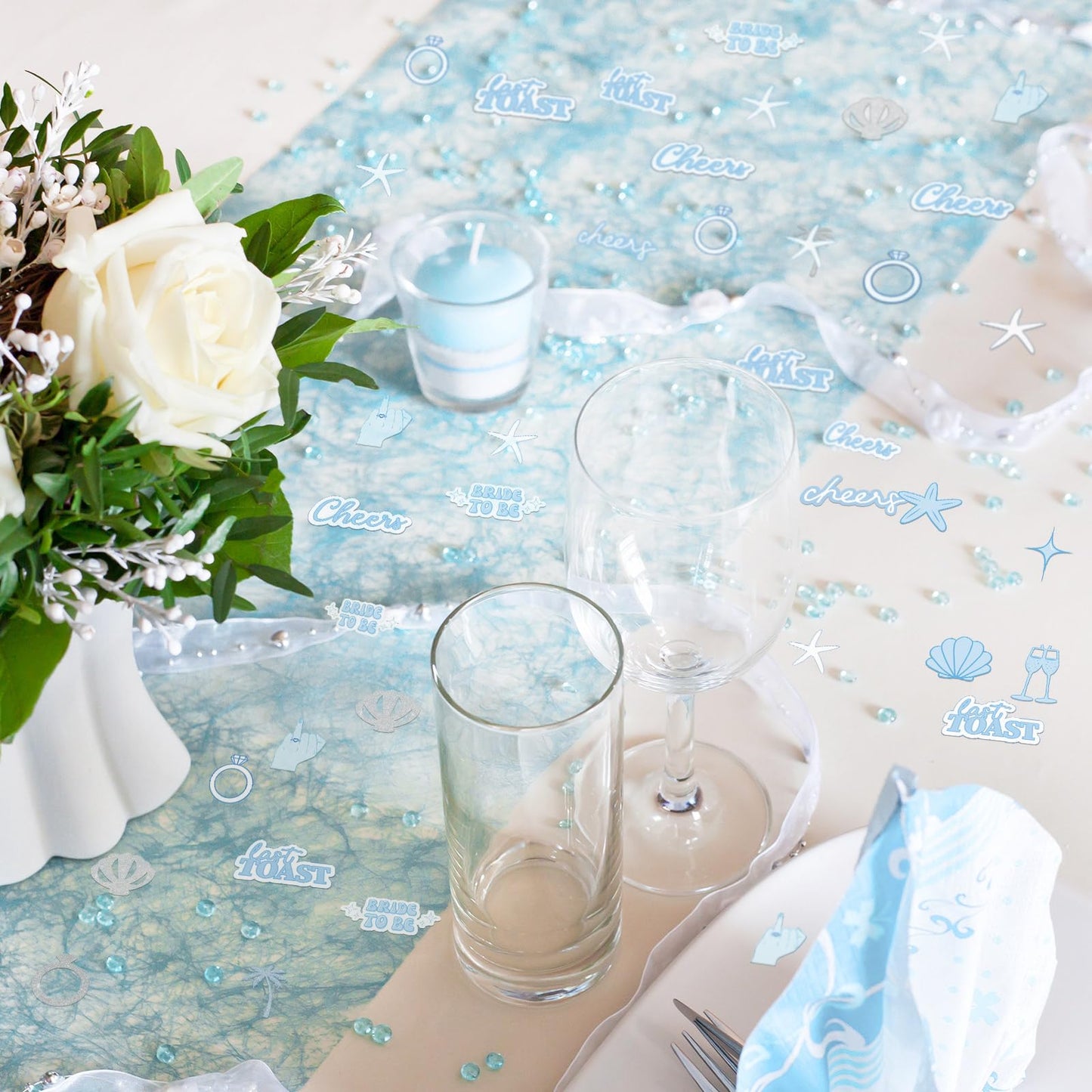 Marspark 300 Pcs Last Toast on the Coast Confetti Bachelorette Party Decorations Seashells Bells Ring Table Centerpieces Decor Ocean Bridal Shower Beach Coastal Party Decor Wedding Supplies