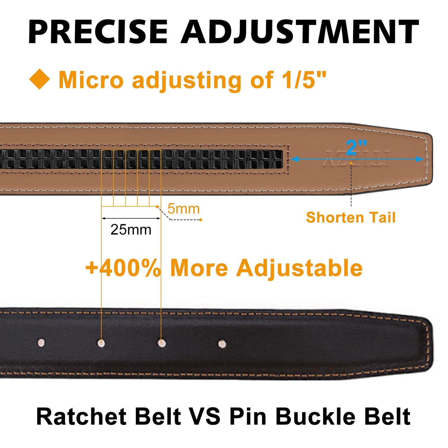ITIEZY Ratchet Belts for Men - Leather Click Belt for Casual Dress 1 3/8", Mens Adjustable Belt Trim to Fit