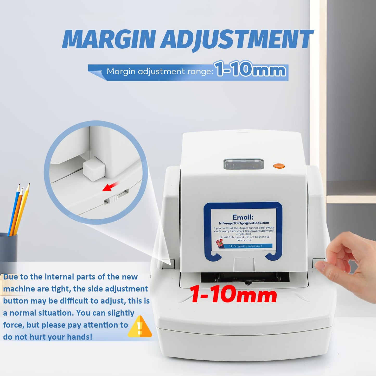 Frifreego Upgraded Electric Stapler, 65 Sheets Capacity, Binding Speed & Margin Adjustable, Automatic Heavy Duty Stapler Including 5500 Staples, Jam-Free