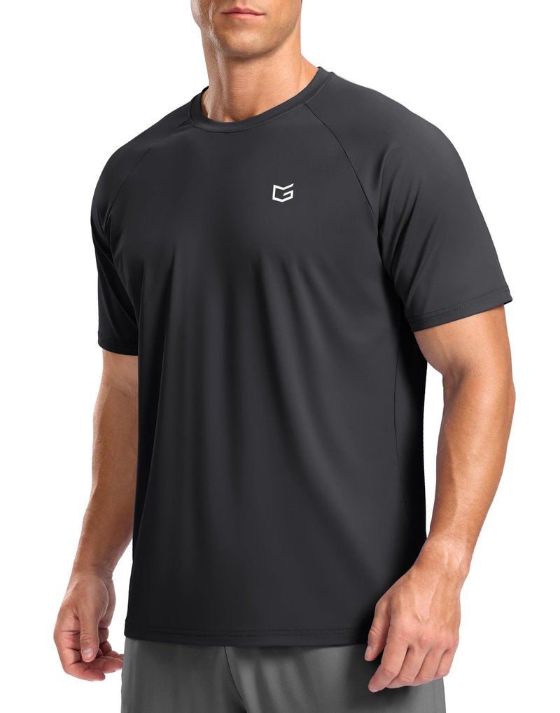 G Gradual Men's Athletic Workout T-Shirts Moisture Wicking Cooling Running Shirts Short Sleeve Performance Tee for Gym Tennis(Dark Grey,L)