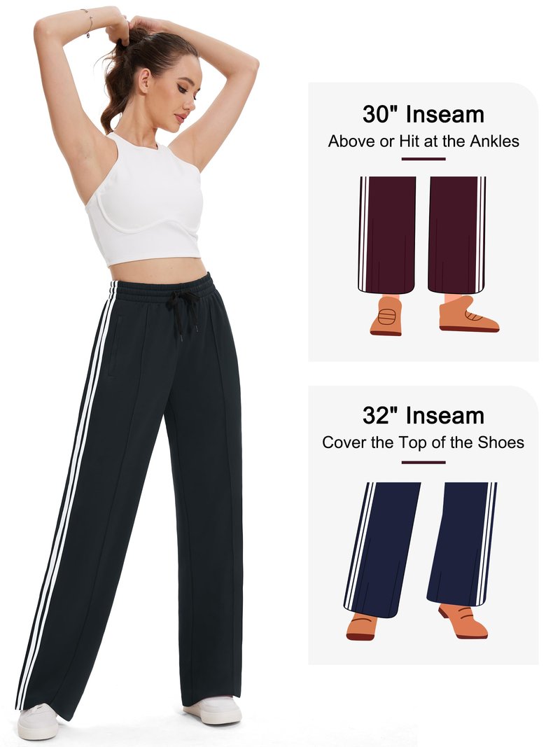 Tapata Women's 30" Inseam Regular Track Pants Loose Straight Leg Jogging Sweatpants Warm-Up Sports Athletic Running, Black, XXL