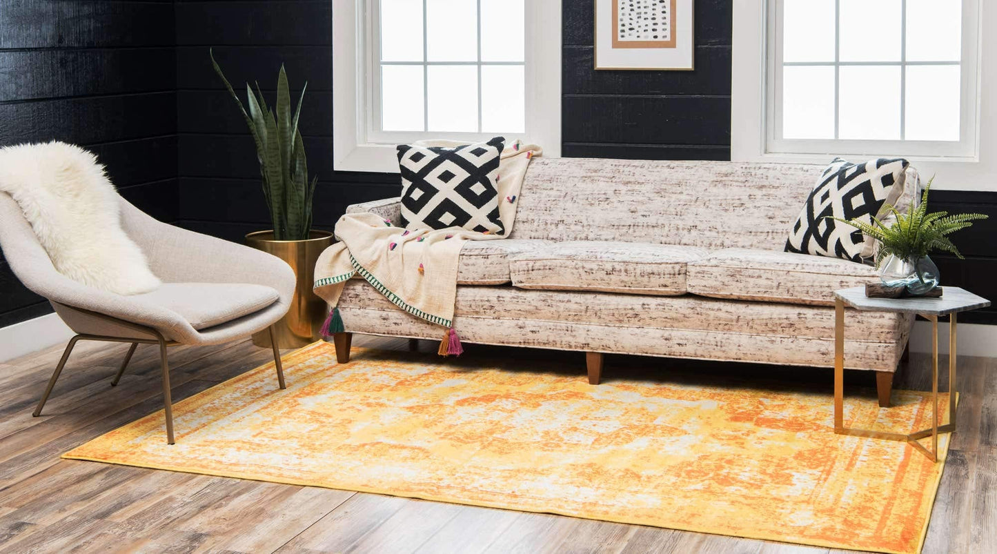 Unique Loom Sofia Collection Area Rug - Salle Garnier (4' 1" x 6' 1" Rectangle, Orange/ Yellow)