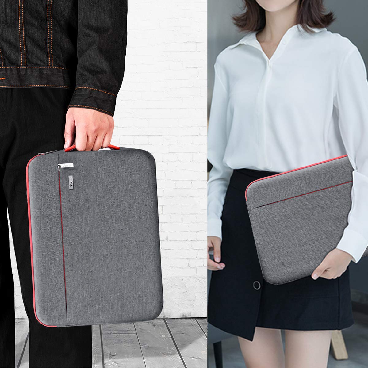 Voova Laptop Sleeve Case 15.6 16 Inch with Handle, 360° Protective Waterproof Slim Computer Bag Cover Compatible with MacBook Pro M2/M3/M4 16, HP Acer Lenovo Yoga ThinkPad Asus Laptop, Grey