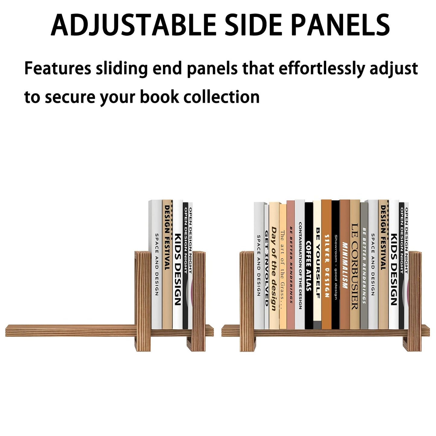 Adjustable Desktop Bookshelf Wooden Table Top Bookshelf Retro Mini Book Shelf Desk Organizer Magazine Files Letters Holder Rack, Easy Assembly No Tools or Nails Required, Tabletop Book Storage Rack