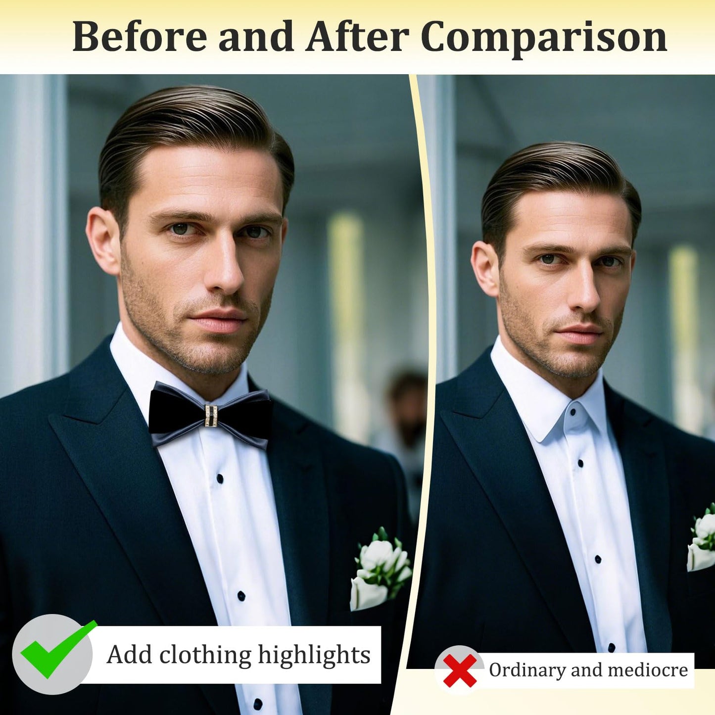 LHXzizizi Sequin Velvet Bow Tie for Men, Leather Two-tone Mens Bow Tie Adjustable Pre-Tied Bowtie Men for Wedding Party Prom (Black Blue)