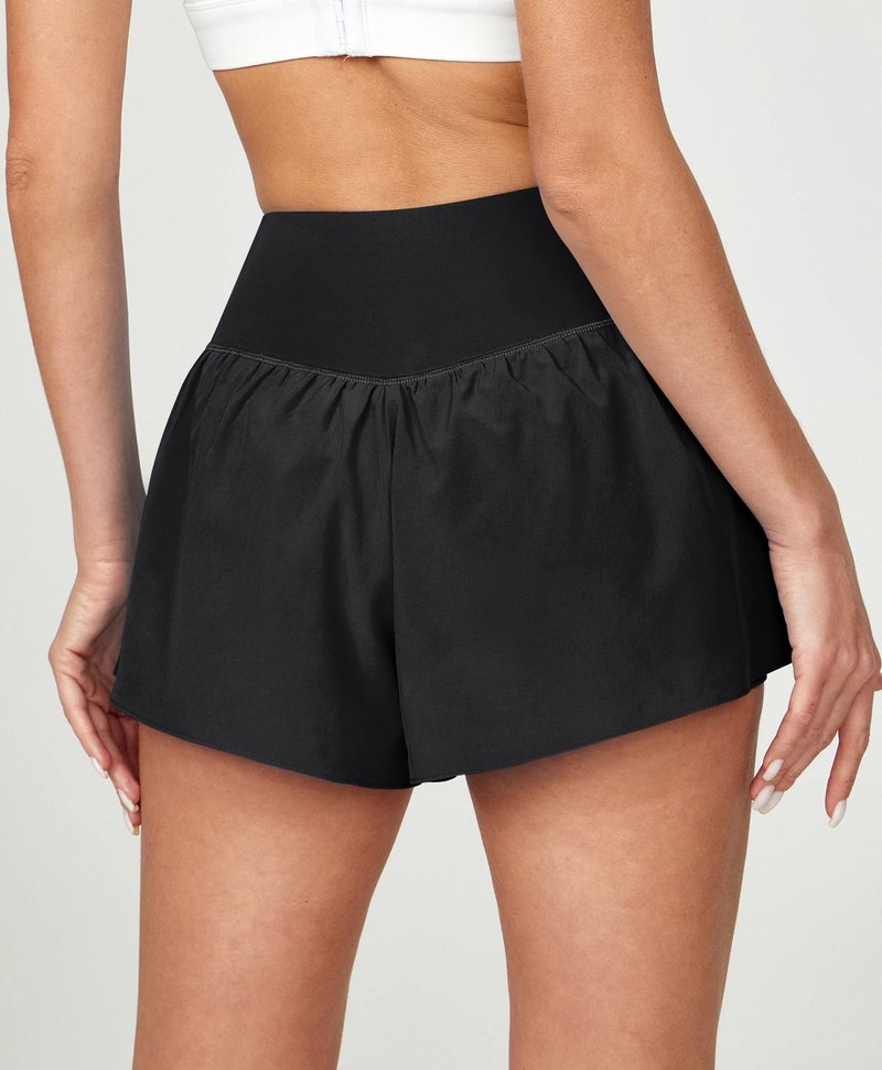 Ewedoos Athletic Shorts for Women Flowy Running Shorts for Women High Waisted Butterfly Preppy Clothes Skorts for Woman Black