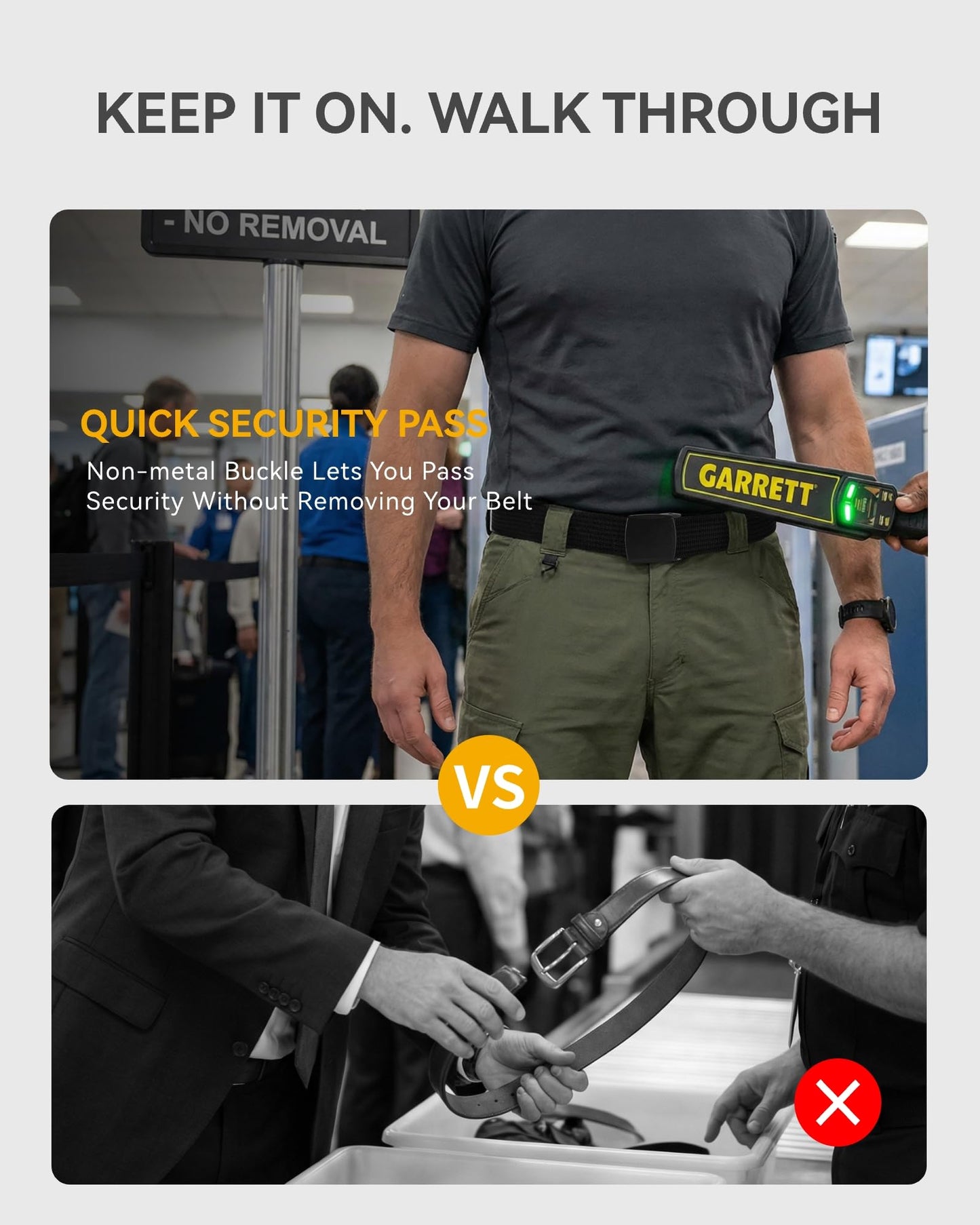 CHAOREN Nickel Free Web Belt Men - TSA Approved Non Metal Buckle Nylon Belt, Travel with Confidence and Ease (38mm)