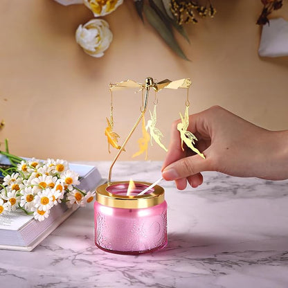 Birthday Gifts for Women, Rotatable Candle Gifts, Vanilla Cream Scented Candles Anniversary Christmas Thanksgiving, Butterfly Best Girl, Friends,Mom, Pink