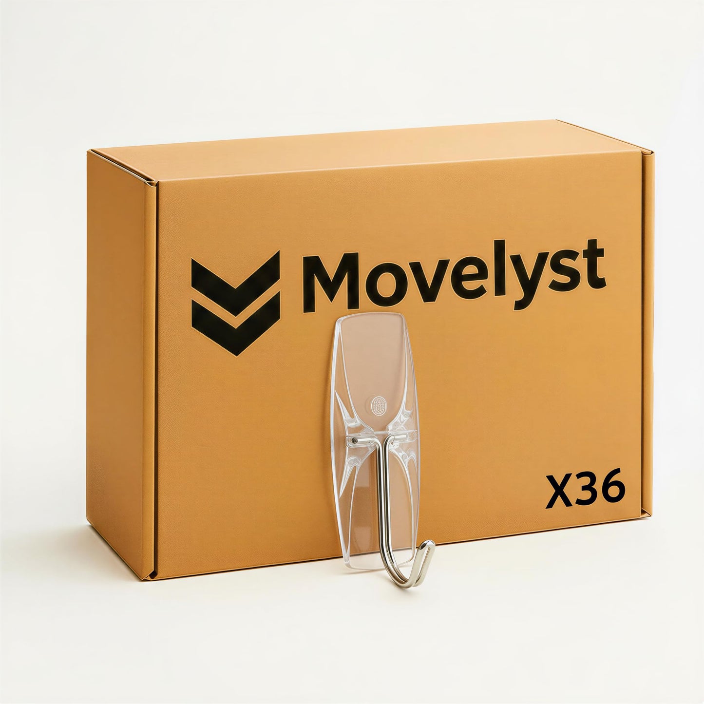 MOVELYST Medium Clear Wall Hooks, 36 Hooks+48 Removable Strips, Wire Hooks with Adhesive Strips Damage-Free, Utility Hooks Heavy Duty, No Tools Wall Hooks for Hanging, Value Pack