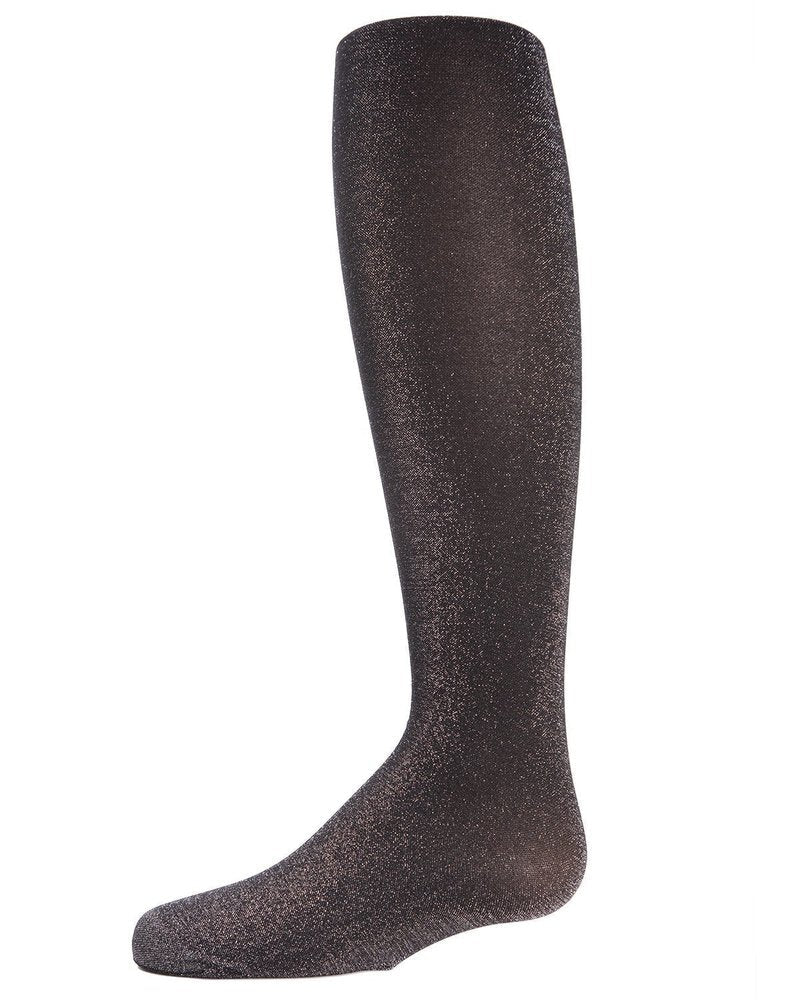 MeMoi Shining Star Glitter Tights for Girls, Opaque Sparkle Dance Tights, Shimmer Ballet Tights for Costumes, Stretch Fashion Hosiery, Black, 6-8