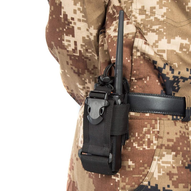 LUITON Tactical Molle Radio Pouch - Heavy Duty Holster Bag for Two-Way Walkie Talkies - Compatible with Bags/Packs/Duffels (Black)