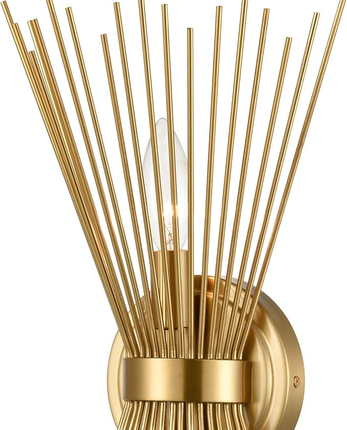 YUBOLE Brass 2-Light Vanity Light Mid-Century Modern Starburst Wall Sconce Lamp Sunburst Sconce Art Decor
